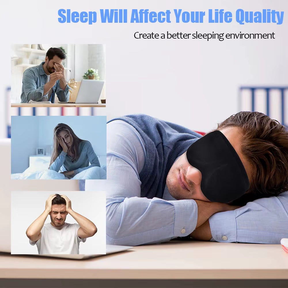 3D Sleep Mask for Men Women Soft Smooth Sleep Mask for Eyes,100% Blockout Light Eye Mask Travel Shade Cover Rest Relax Sleeping