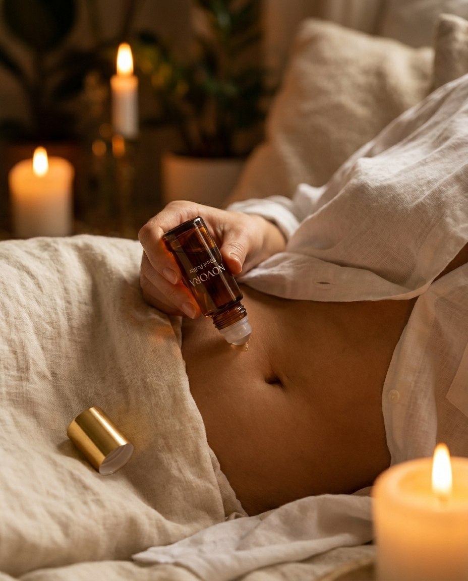NOVORA Ritual Roller — Applying roller to skin